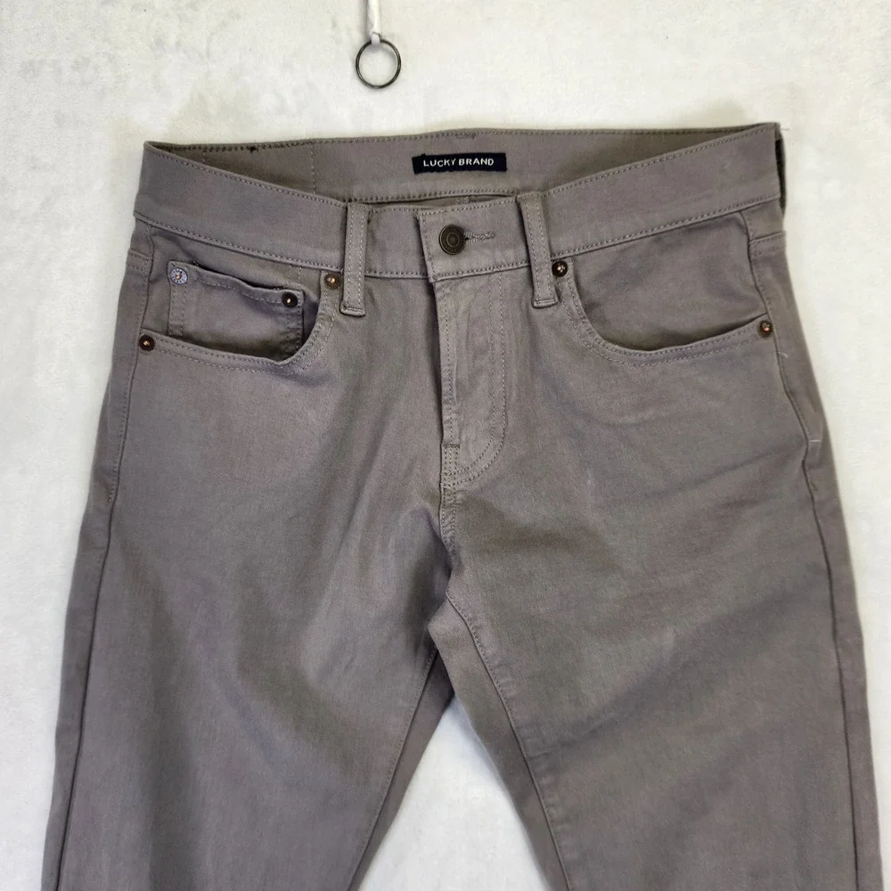Lucky Brand Mens Slim Fit Pants Gray Taupe‎ 5-Pocket Twill Trousers W29 L32